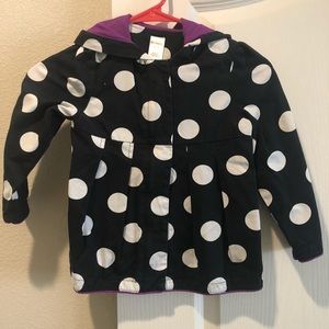Black polka dot pea coat